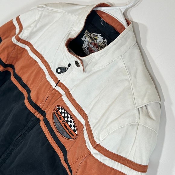Harley Davidson Women's Size XL Motorcycle Riding Jacket Black Orange White Y2K - Picture 7 of 16